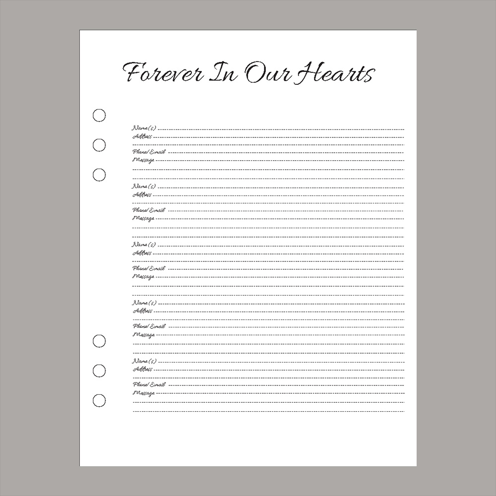 Printable Funeral Guest Book Pages Template Printable Templates